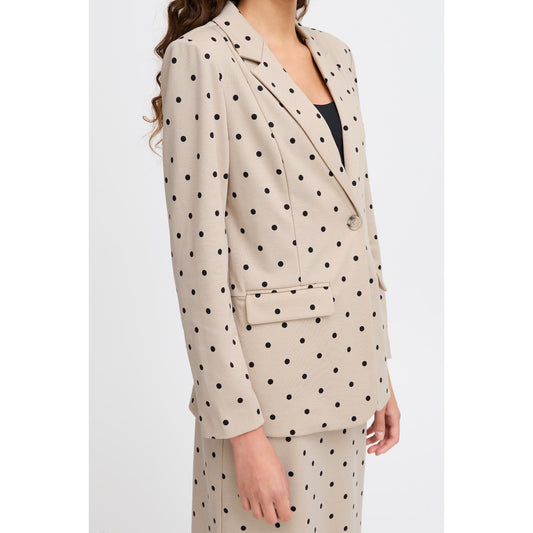 ICHI Kate Dot Long Blazer Doeskin W. Black