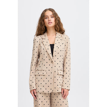 ICHI Kate Dot Long Blazer Doeskin W. Black