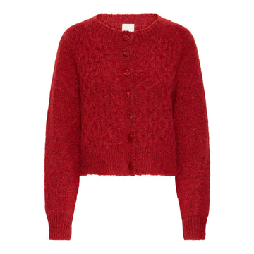 ICHI Belablue Strik Cardigan Red Dahlia