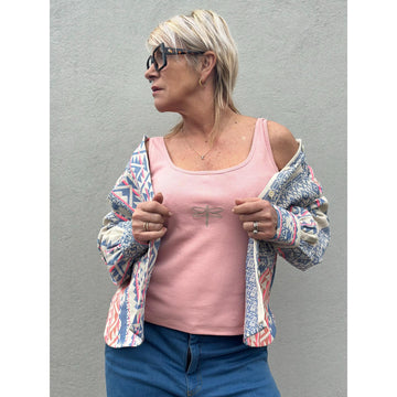 Gaspar Osaka Rib Top Dusty Rose