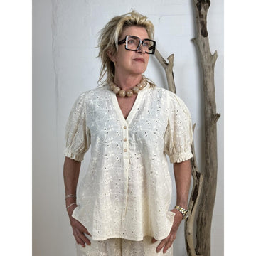 Gaspar Tunø Bluse Broderi Anglaise Offwhite