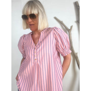 Gaspar Tunø SS Bluse Rose Stripe