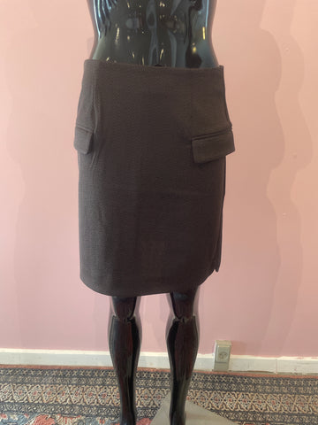 ICHI Kate Jacquard Nederdel Kort Brun Sort