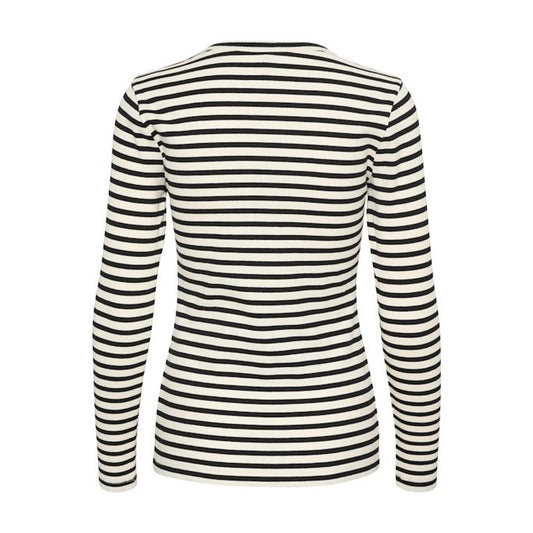 Culture Dolly Rib T-Shirt Sort Hvid stribet