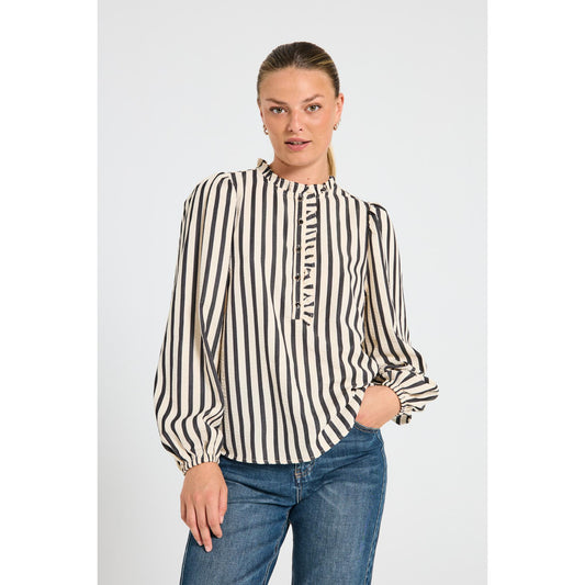 Freequent Noto Bluse Stribet Black Offwhite