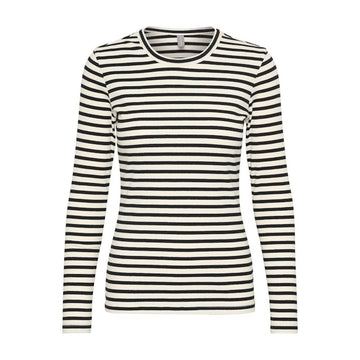 Culture Dolly Rib T-Shirt Sort Hvid stribet
