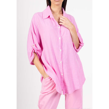Italy Style Skjorte Bomuld Lys Pink