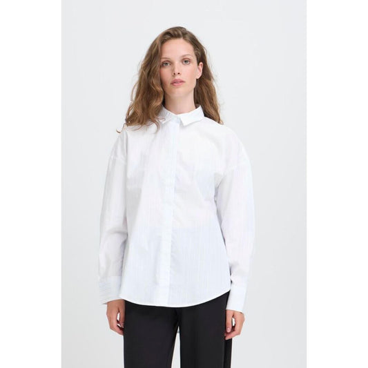 ICHI Kassy Bluse Hvid Sølv Stribet