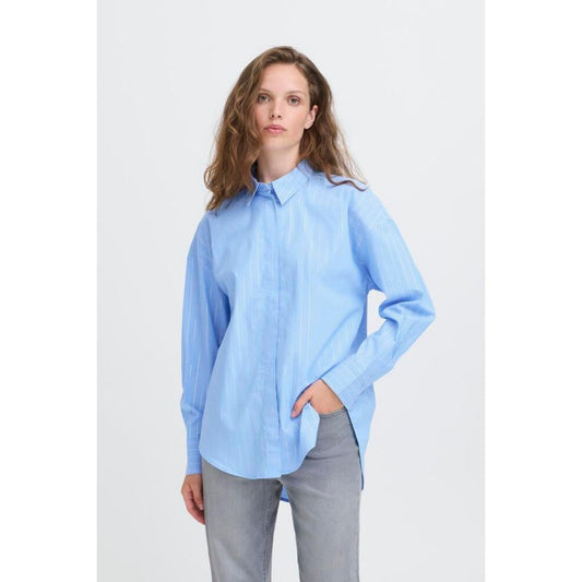 ICHI Kassy Bluse Blå Sølv Stribet