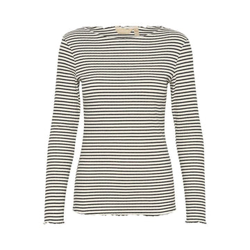 Culture Dolly LS T-Shirt Offwhite Sort Stribet