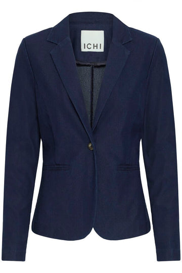 ICHI Kate Denim Blazer Kort Dark Blue