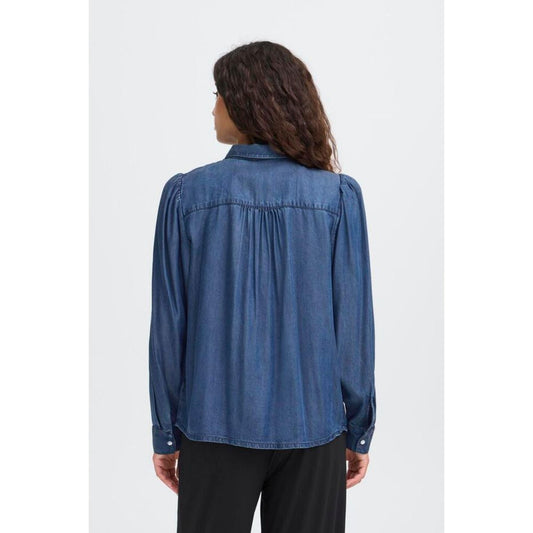 ICHI Borgie Denim Bluse Dark Blue