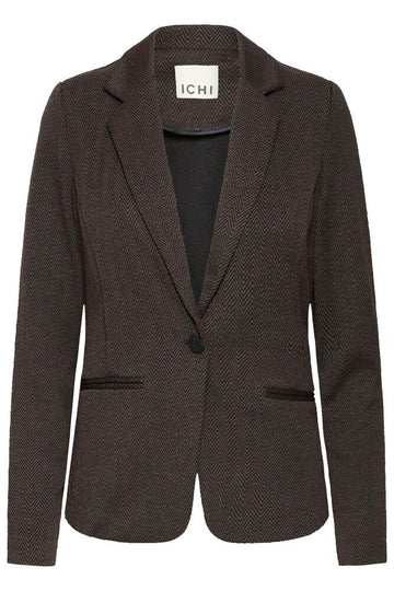 ICHI Kate Jacquard Blazer Kort Brun Sort