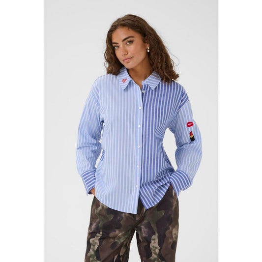 Culture Abila Bluse Blå Hvid Stribet