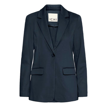ICHI Kate Blazer Lang Lidt Oversize Mørkeblå