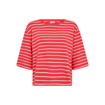 Freequent Mila T-Shirt Rød Hvid Stribet