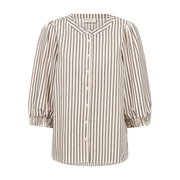 Freequent Aby Bluse Morel Offwhite Stribet