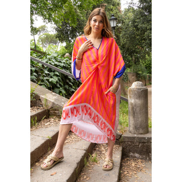 Italy Style Viscose Kaftan Pink Orange Mix