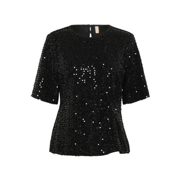 Culture Tamara Bluse Sorte Pallietter