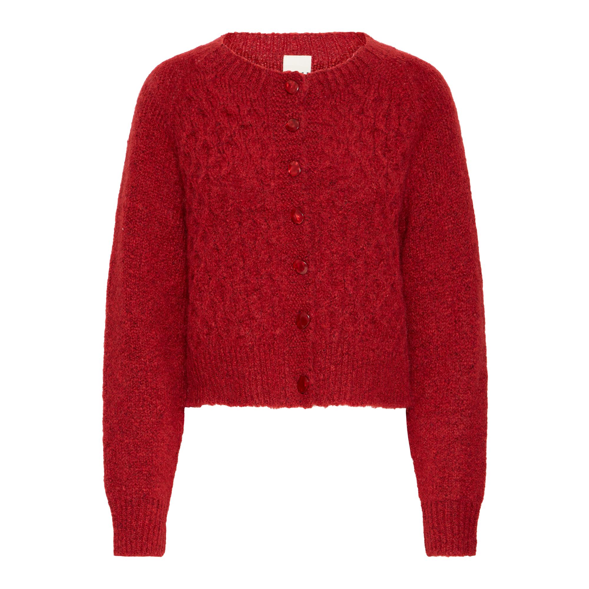 ICHI Belablue Strik Cardigan Red Dahlia