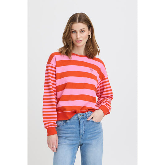 ICHI Lulani Sweatshirt Rød Pink Stribet