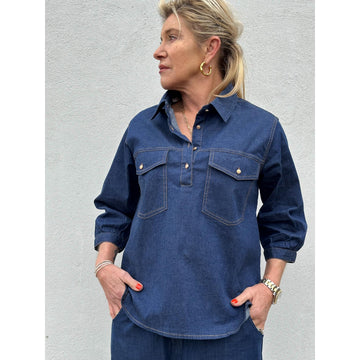 Gaspar Oslo Denim Bluse Dark Blue