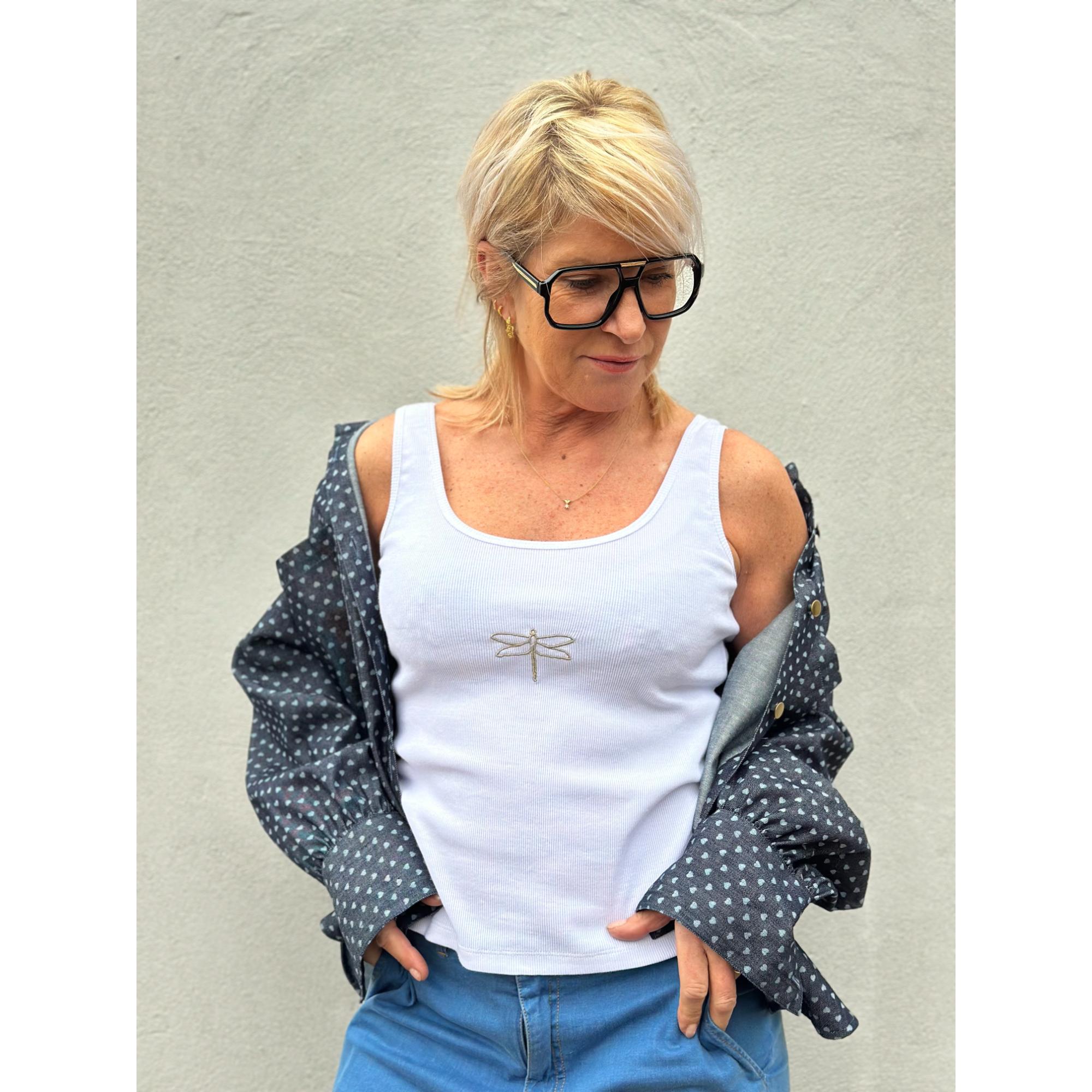 Gaspar Osaka Rib Top Offwhite