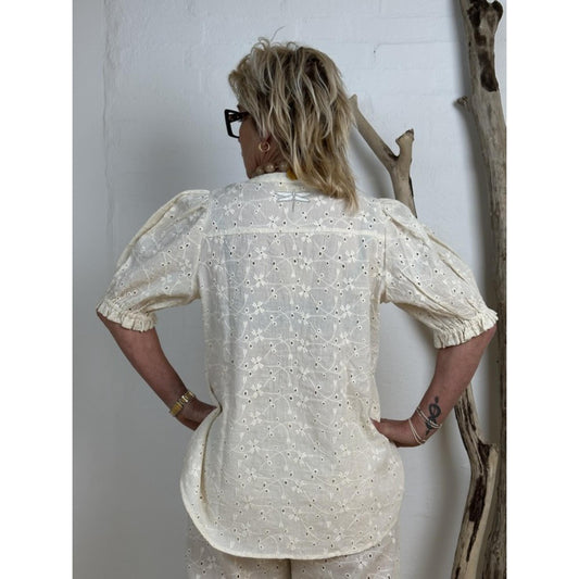 Gaspar Tunø Bluse Broderi Anglaise Offwhite