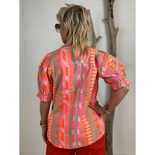 Gaspar Tunø SS Bluse Jacquard Pink