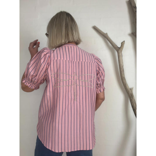 Gaspar Tunø SS Bluse Rose Stripe
