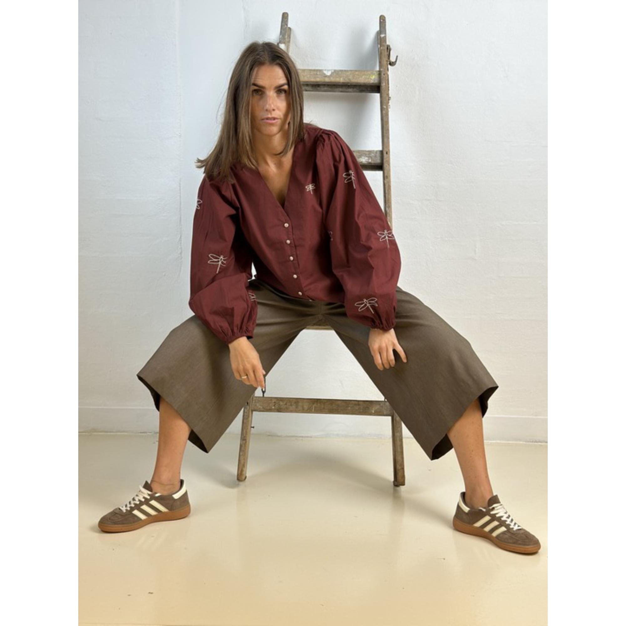 Gaspar Valencia Poplin Bluse Bordeaux