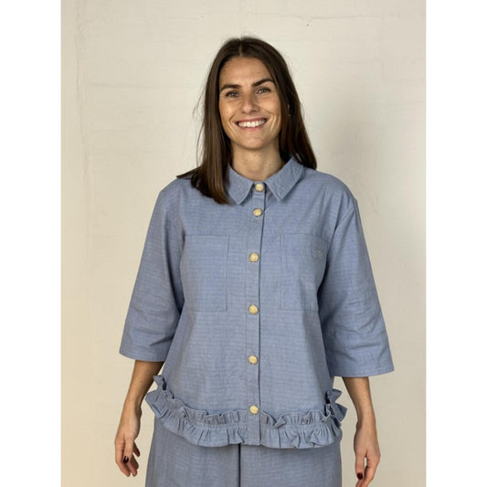 Gaspar Vigo Canvas Bluse Jakke Lyseblå