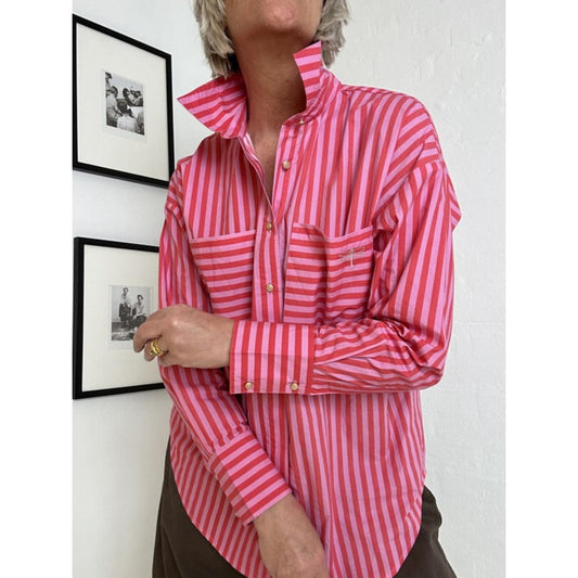 Gaspar Skagen Stripe Bluse Pink Rød