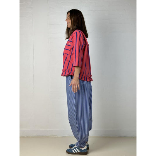 Gaspar Vigo Stripe Bluse Coral Blå