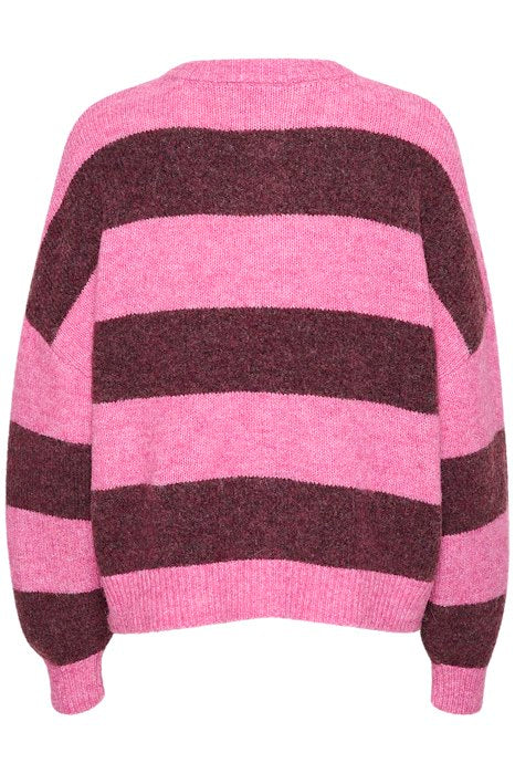Culture Kimmie Cardigan PinkViolet Melange Stripe