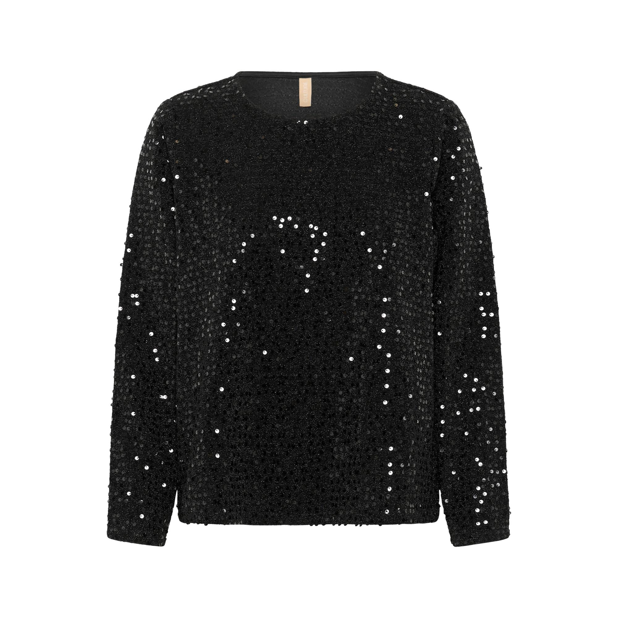 Culture Bia Tamara Bluse Sorte Palietter