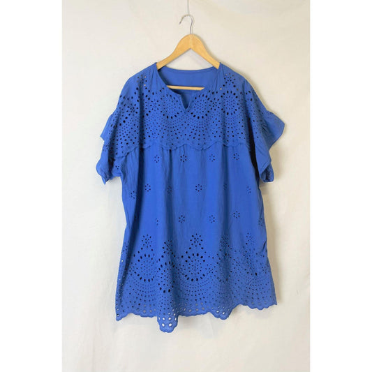 Italy Style Bluse M. V-Hals Broderi Anglaise Royal Bluse