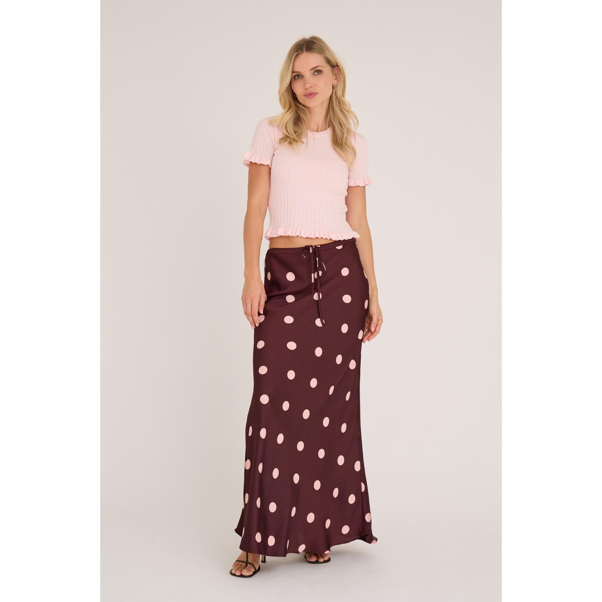 A-View Emily Dot Nederdel Bordeaux Rose