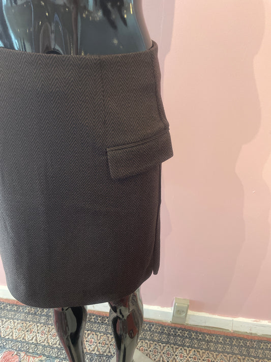 ICHI Kate Jacquard Nederdel Kort Brun Sort