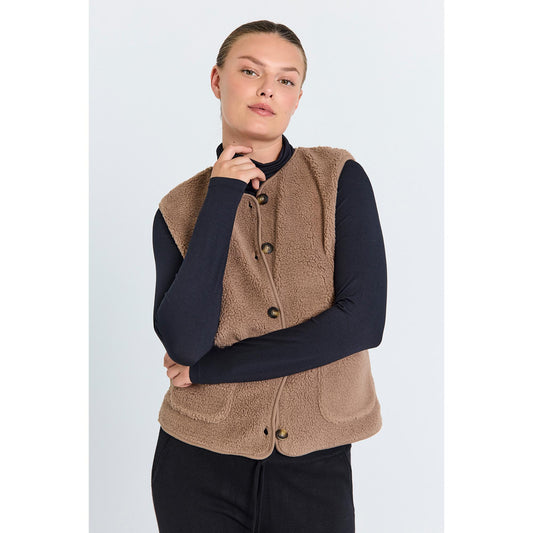 Freequent Teddy Vest Dessert Taupe