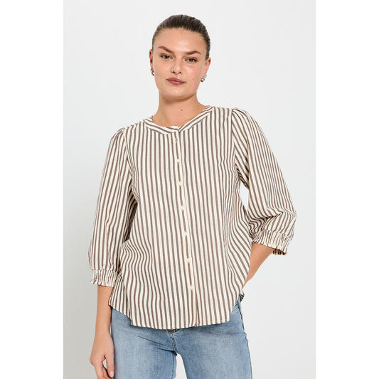 Freequent Aby Bluse Morel Offwhite Stribet