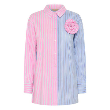 Culture Art Bluse Lyseblå Pink Stribet