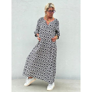 Gaspar Athen Sporty Print Kaftan Sort