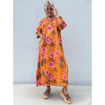 Gaspar Athen Flower Kjole Orange Mix