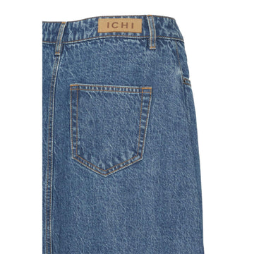 ICHI Aveny Denim Nederdel Kort Medium Blue Denim