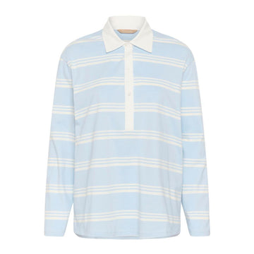 Culture Bejse Polo Sweatshirt Lyseblå Hvid Stribet