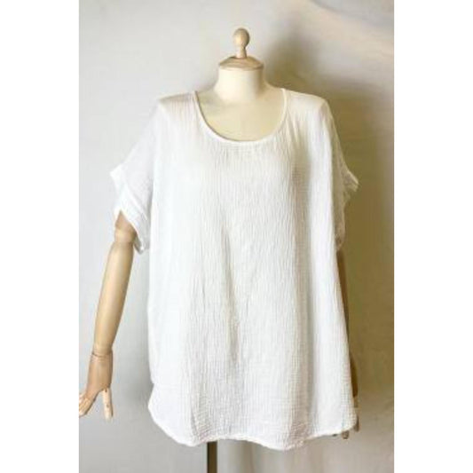 Italy Style Bomulds Bluse Hvid