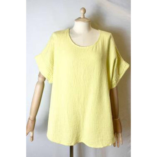 Italy Style Bomulds Bluse Gul
