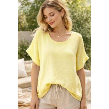 Italy Style Bomulds Bluse Gul