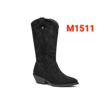 Italy Style Cowboy Støvle Sort Nubuck